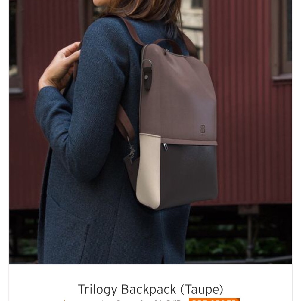 Betabrand Trilogy Backpack Taupe